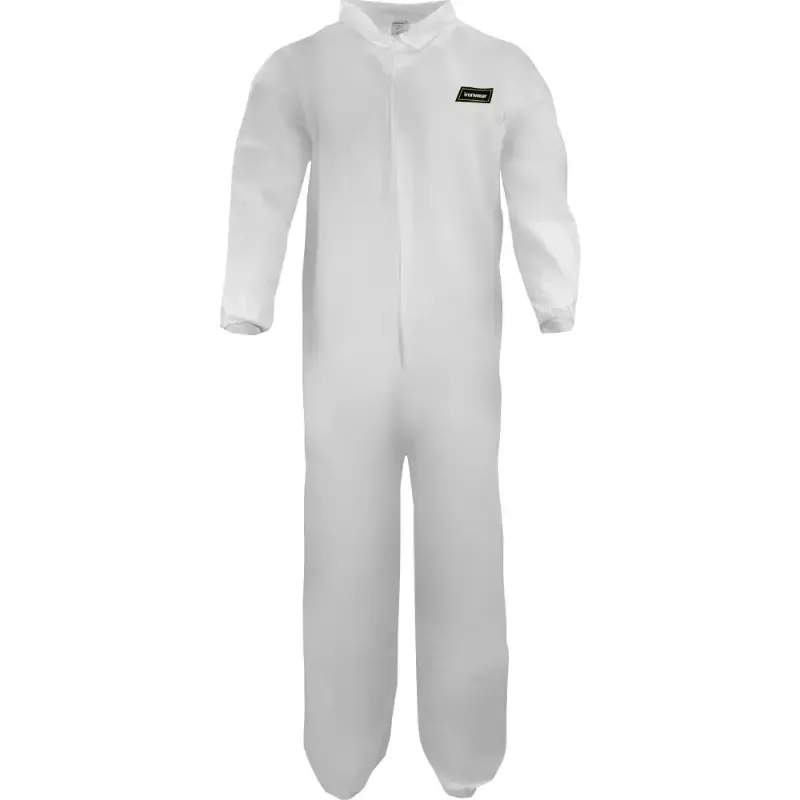 Ironwear Disposable Microporous Polypropylene Collared Coveralls – White – 25 Pcs – 1600