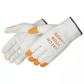 Liberty Safety I6147F Economy Grain Cowhide Driver with Orange Fingertips