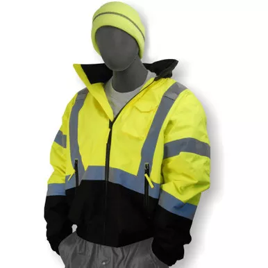 Majestic Class 3 Hi Vis Yellow Black Bottom Quilted Bomber Jacket 75-1313