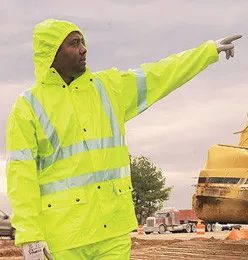 MCR Luminator 40 mm, PVC 2 Piece Class III Rain Coat Yellow with Silver Stripes (All Sizes) ~ Size Large