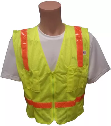 MESH Surveyors Vest Lime w/ Orange Stripes -5XL