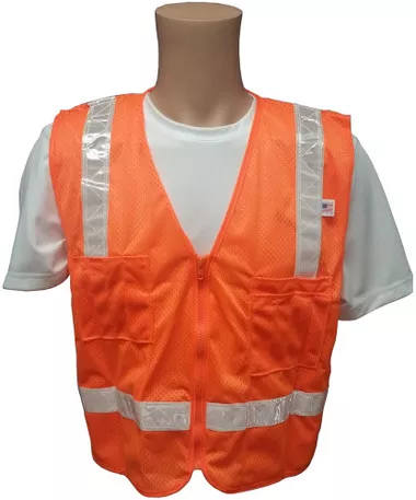 MESH Surveyors Vest Orange Silver Stripes LG size