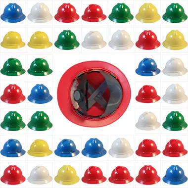 MSA Advance Full Brim Vented Hard hat with 4 point Ratchet Suspensions All Colors