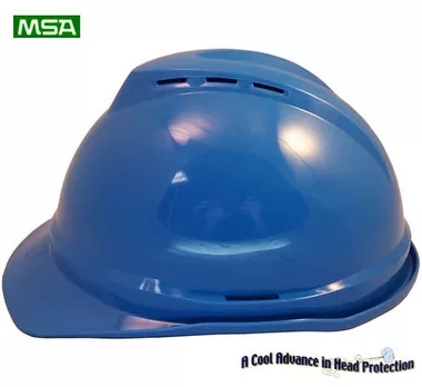 MSA Advance Vented Hard Hats with 6 Point Ratchet Suspensions Blue