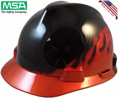 MSA Black Fire V-Gard Hard Hats with Staz On Suspension