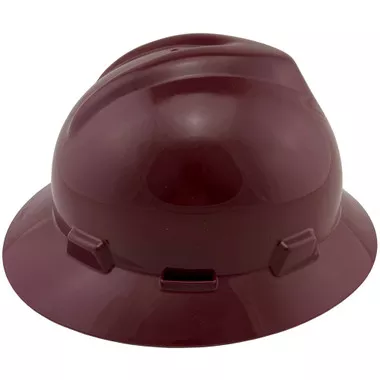 MSA V-Gard Full Brim Hard Hats with Fas-Trac Suspensions Maroon Color
