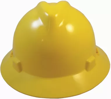 MSA V-Gard Full Brim Hard Hats with Staz-On Suspensions Yellow