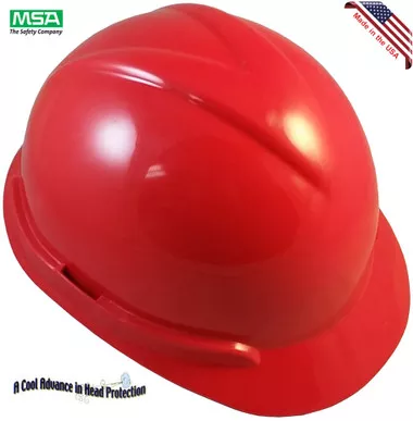 MSA Vangard II Helmet with Ratchet Suspension Red