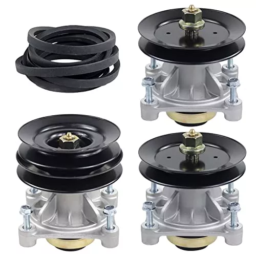 NICHEFLAG 3Pack 532174356 Spindle Assembly with 532173436 Spindle Pulley 532174375 Idler Pulley 532174368 Belt for Husqvarna GTH 2248 GTH 2548 YTH 1848 YTH 2148 Ride Mowers