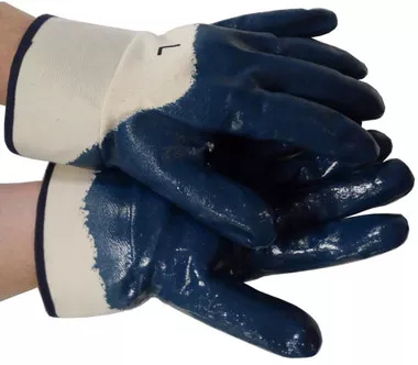 Nitrile Palm Coated with Safety Cuff Gloves (Sold by Dozen) Size Medium
