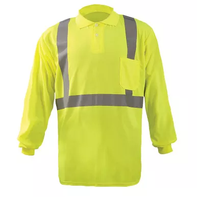 Occunomix Class 2 Hi Vis Moisture Wicking Long Sleeve Polo Shirt LUX-LSPP2B