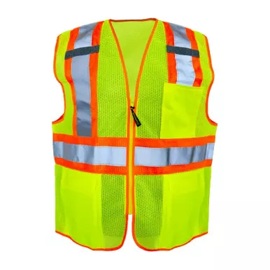 Occunomix Class 2 Hi Vis Yellow Zipper Front Economy Mesh Safety Vest LUX-SSCLC2Z