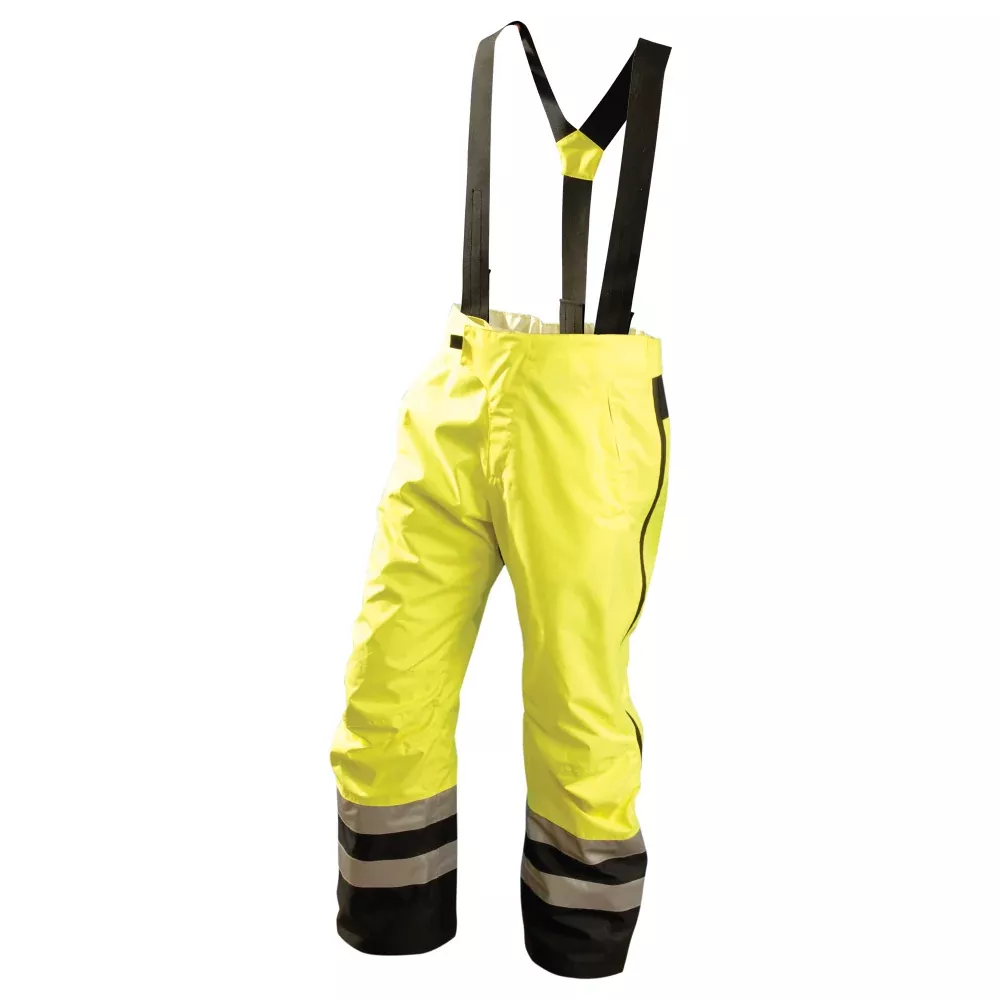 OccuNomix Speed Collection Workwear Premium Breathable Rain Bib Pants – Yellow / Lime – Class E – SP-BRP