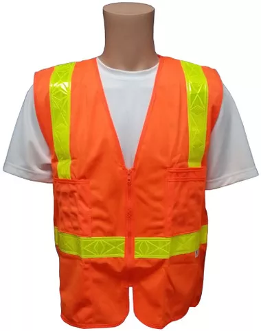 Orange SURVEYOR Vests CLASS 2 with lime stripes LG Size