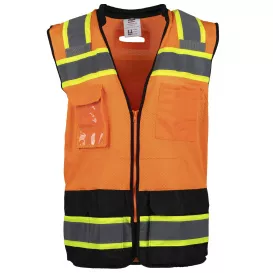 PIP 302-0660D Type R Class 2 D-Ring Access Black Bottom Safety Vest – Orange