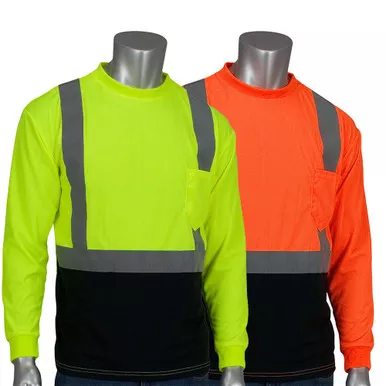 PIP Class 2 Hi Vis Long Sleeve T-Shirt Black Bottom 312-1350B