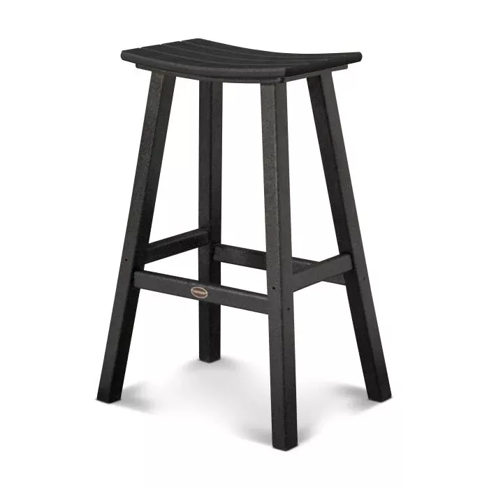 Polywood: Traditional 30" Saddle Bar Stool in Black