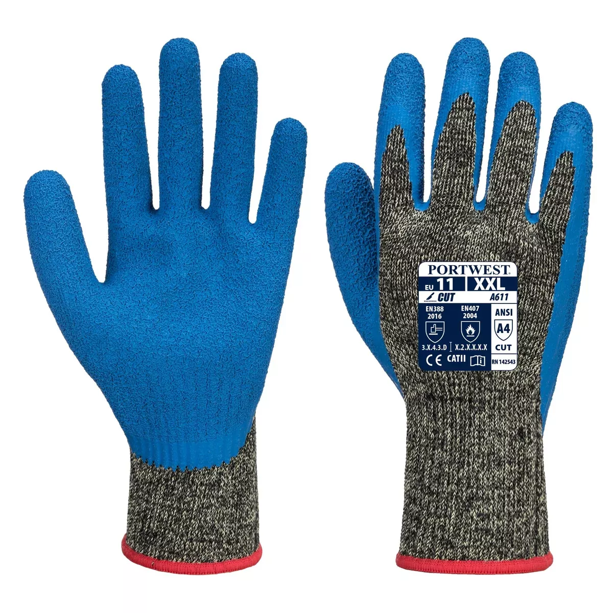 PORTWEST Aramid Latex HR Cut Gloves – ANSI Cut Level A4 – A611