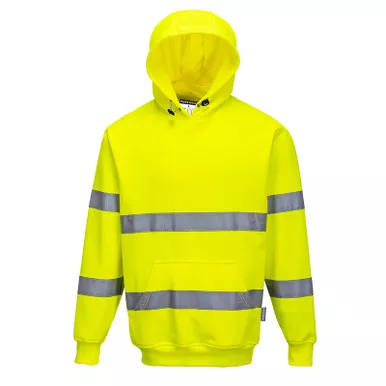 PortWest Class 3 Hi Vis Yellow Hooded Sweatshirt B304