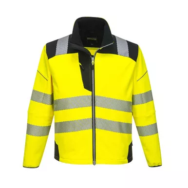 PortWest Class 3 Hi Vis Yellow Softshell Jacket with Black Trim T402