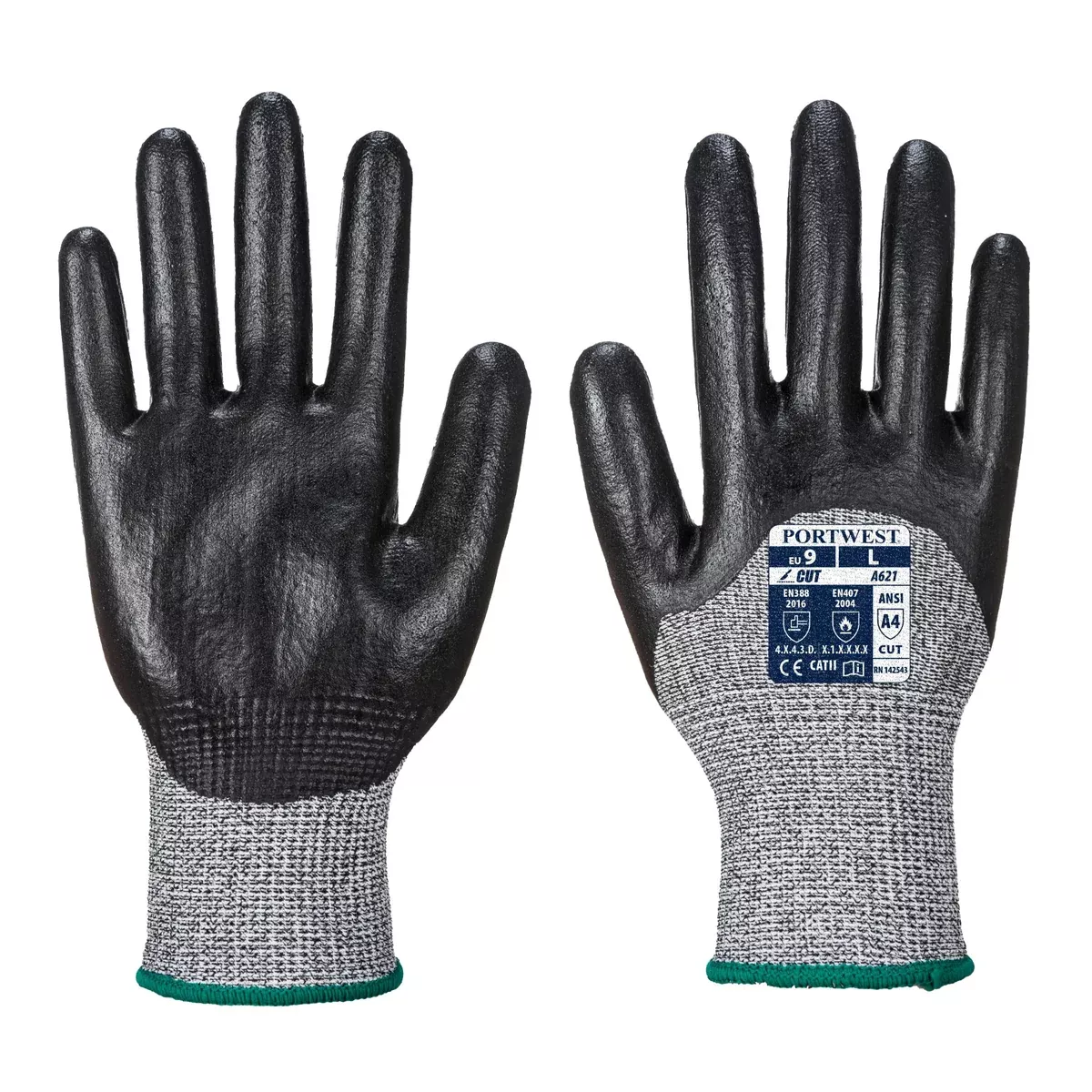 PORTWEST Cut & Heat Resistant Grip Gloves – 3/4 Nitrile Foam Coating – A621