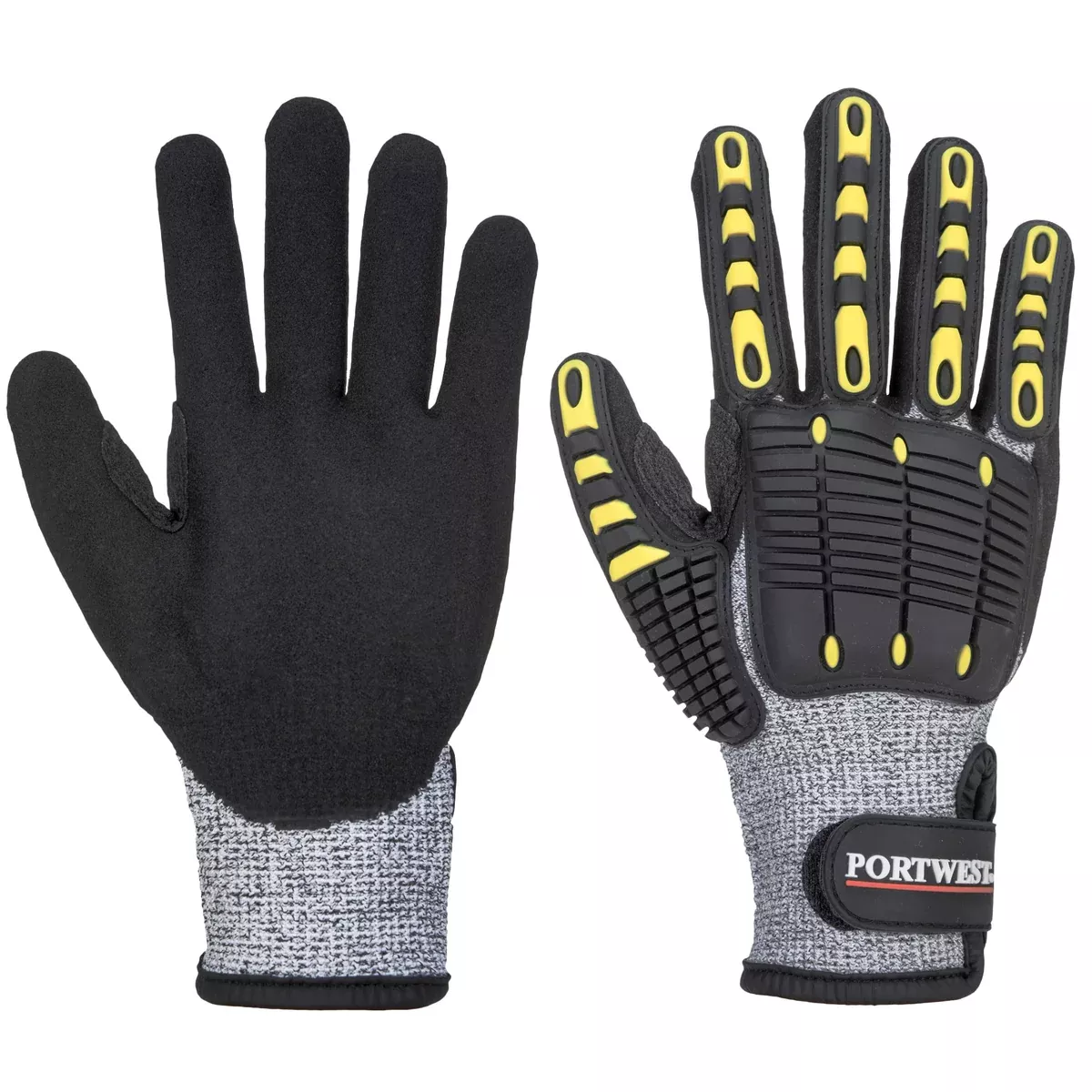 PORTWEST Cut & Impact Resistant Grip Gloves - Sandy Nitrile Coated Palm - A722