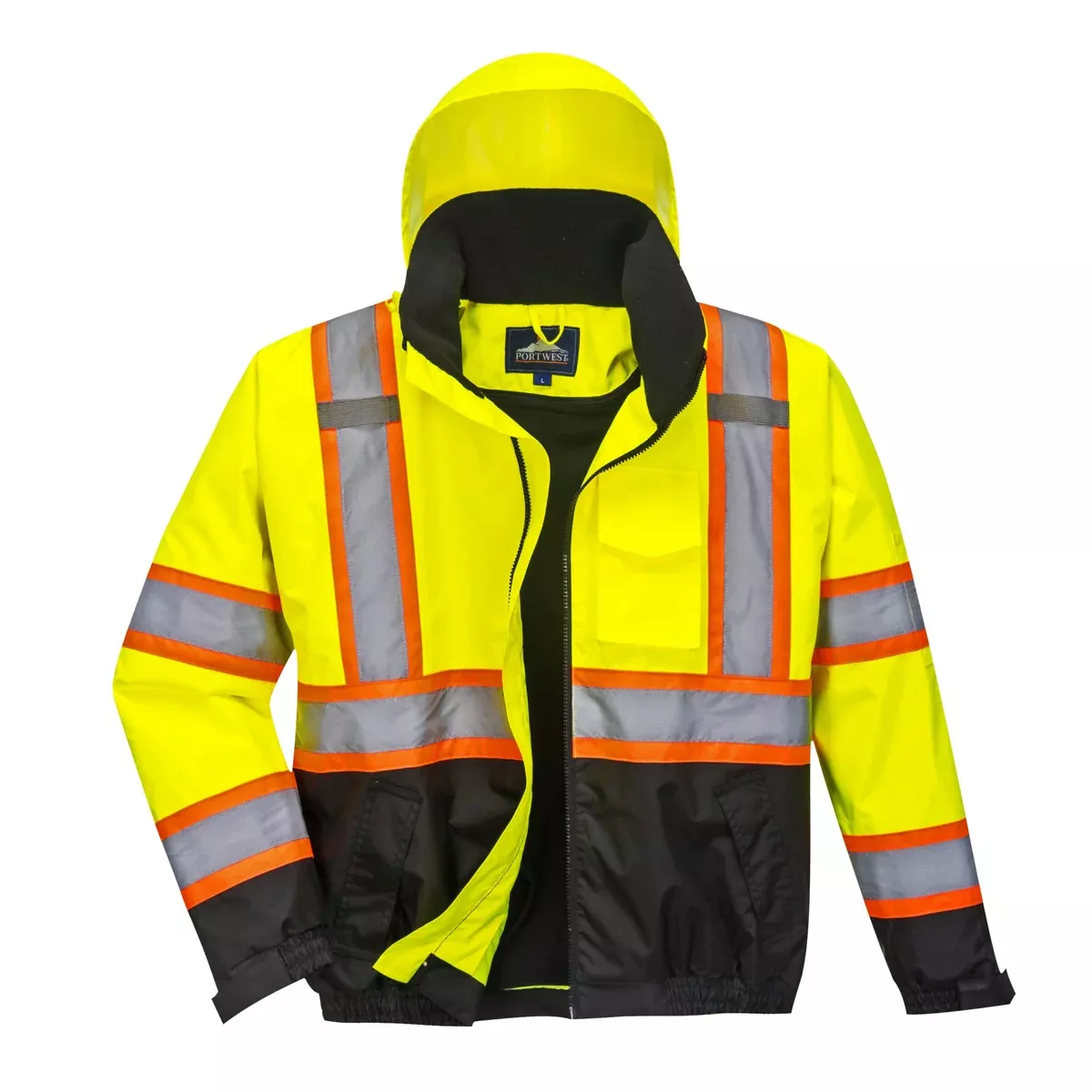 PORTWEST Hi Vis Bomber Jacket with Reflective Contrast Tape - ANSI Class 3 - US368