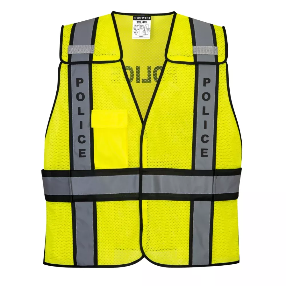 PORTWEST Police High Visibility Public Safety Vest - ANSI Class 2 - US387