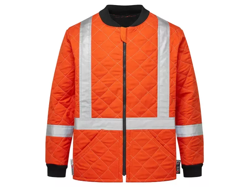 Portwest Ultrasoft Reflective Tape Flame Resistant Quilted Freezer Jacket – X Back – Orange – IUS417