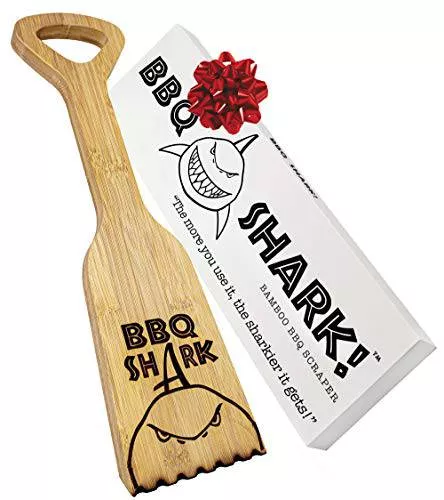 Premium BBQ Scraper for Grill with Great Gift Box - Bristle Free Brush Cleaner Alternative - Bamboo Wood