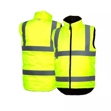 Pyramex Class 2 Hi Vis Lime Quilted Reversible Safety Vest RWVZ4510