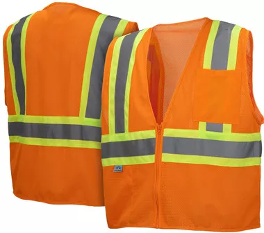 Pyramex Class 2 Hi-Vis Mesh Orange Safety Vests with Contrasting Stripes - Size 5XL