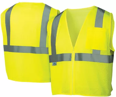 Pyramex Class 2 Self Extinguishing Mesh Lime Safety Vests w/ Silver Stripes - Size 4X Large