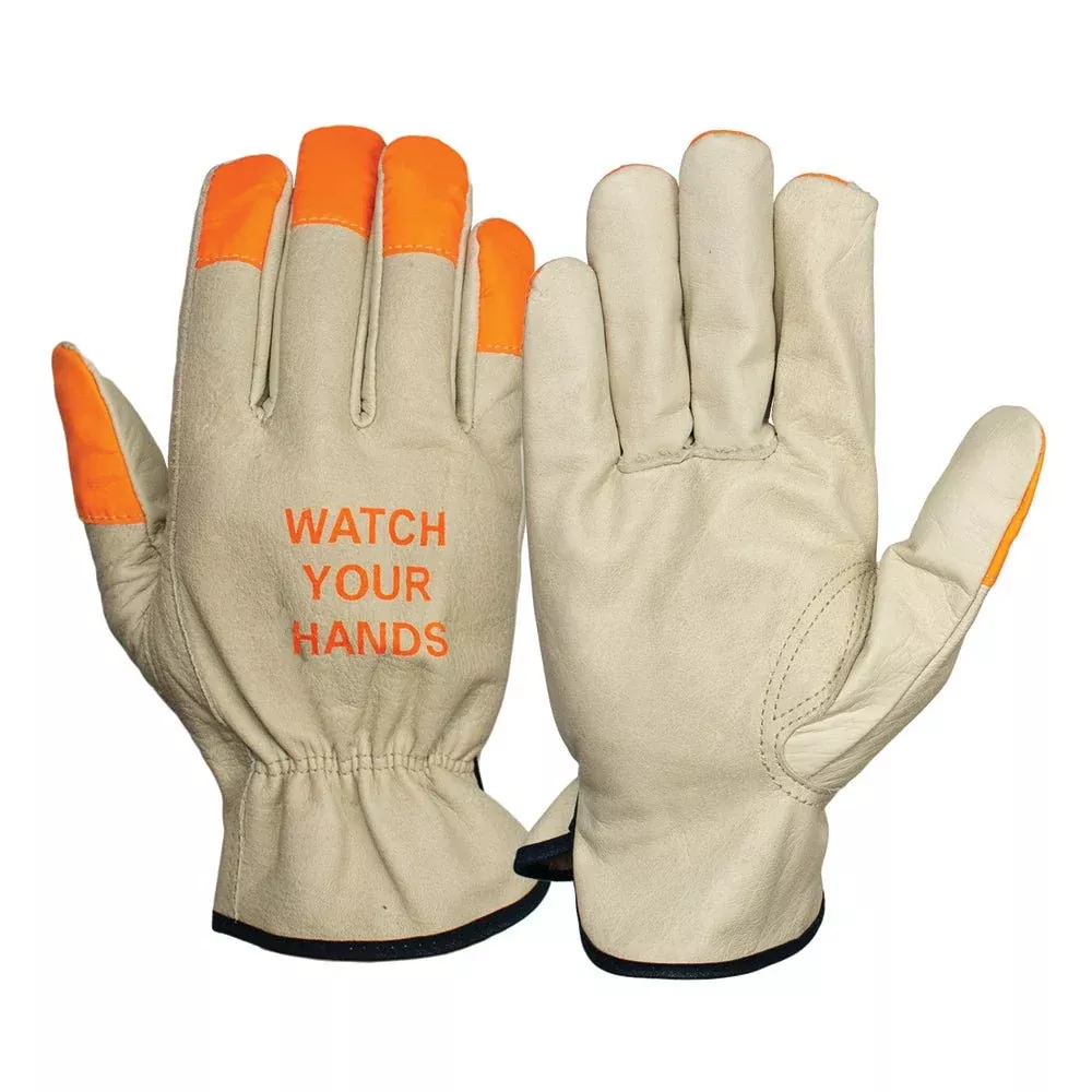 Pyramex GL2003K Select Grain Cowhide Hi Vis Fingertip Driver Gloves, 1 pair