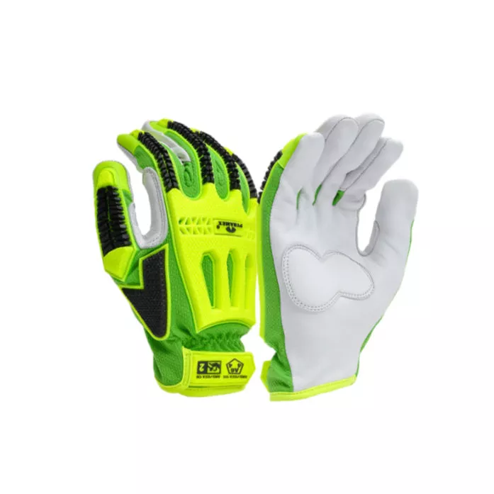 Pyramex Hi Vis Premium Goatskin Driver Para-Aramid Safety Glove – Cut Level A6 – GL3012CB