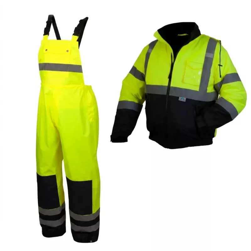 Pyramex Hi Vis Waterproof Bib & Jacket Bundle – RJ32 & RRWB31