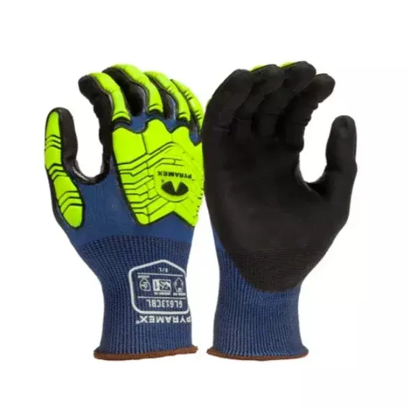 Pyramex Micro-Foam Nitrile Touchscreen Safety Gloves – ANSI Cut Level 5 – Blue – GL613CB