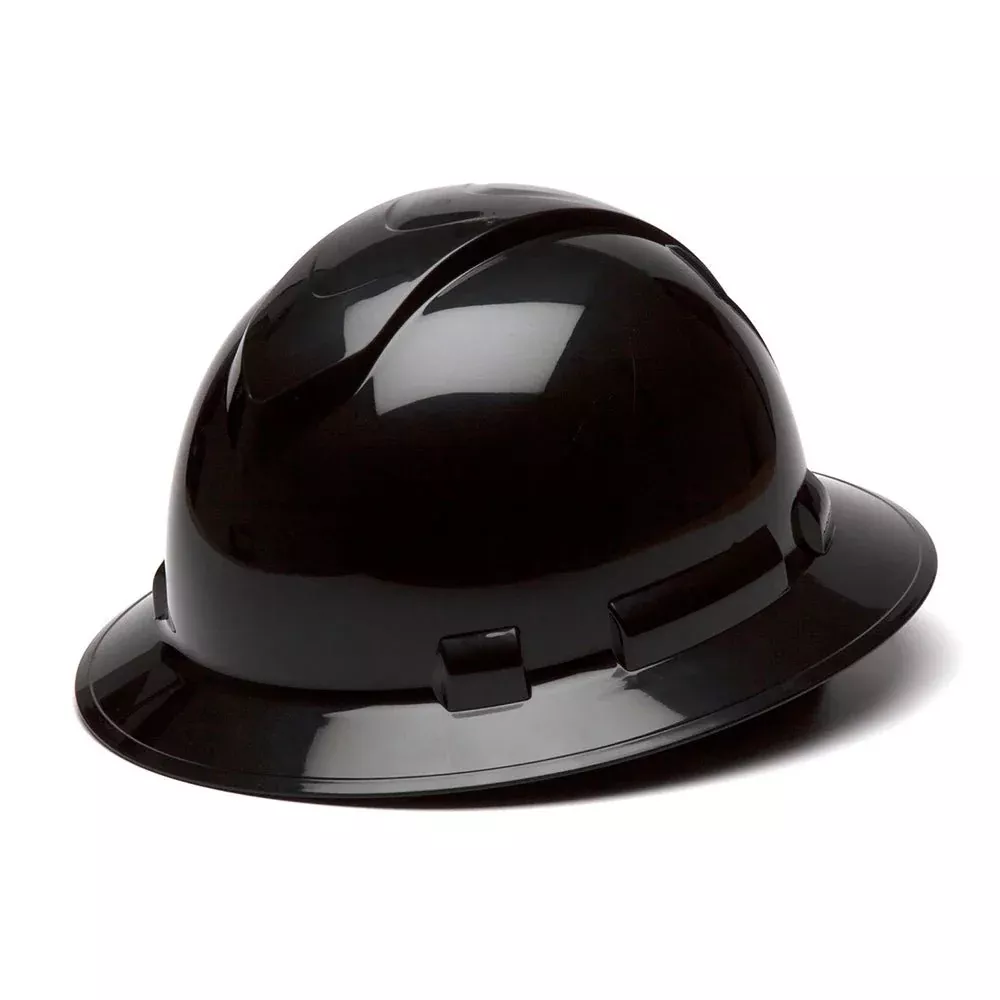Pyramex Ridgeline Full Brim Hard Hat, 4 Pt Ratchet Suspension