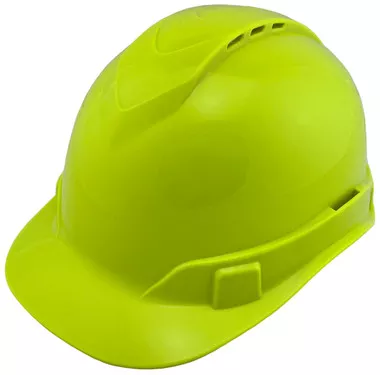 Pyramex Ridgeline Vented Hi-Viz Lime Cap Style Hard Hat - 4 Point Suspensions