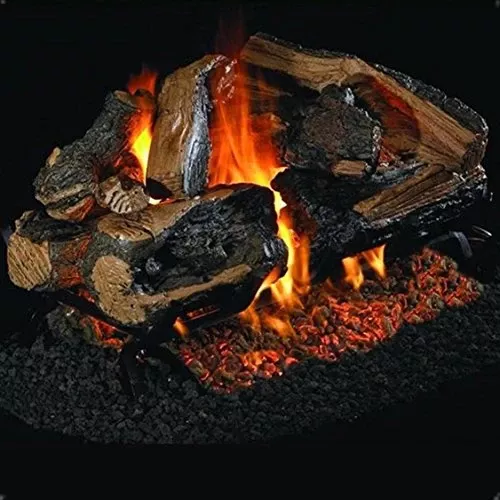 Real Fyre 18" Charred Rugged Split Oak Outdoor See-thru Gas Log Set - CHRRSO-2-18/20+G45-2-18/20-SS