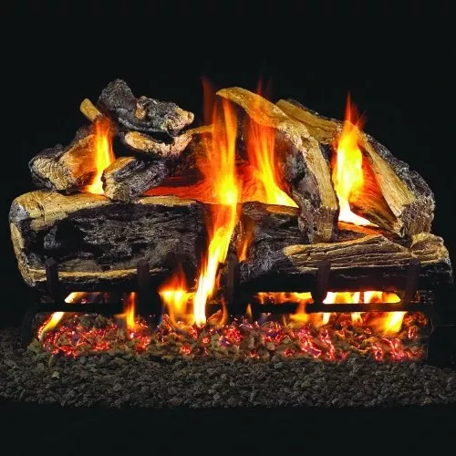 Real Fyre 30" Charred Rugged Split Oak Log Set - CHRRSO-30+G46-30-02