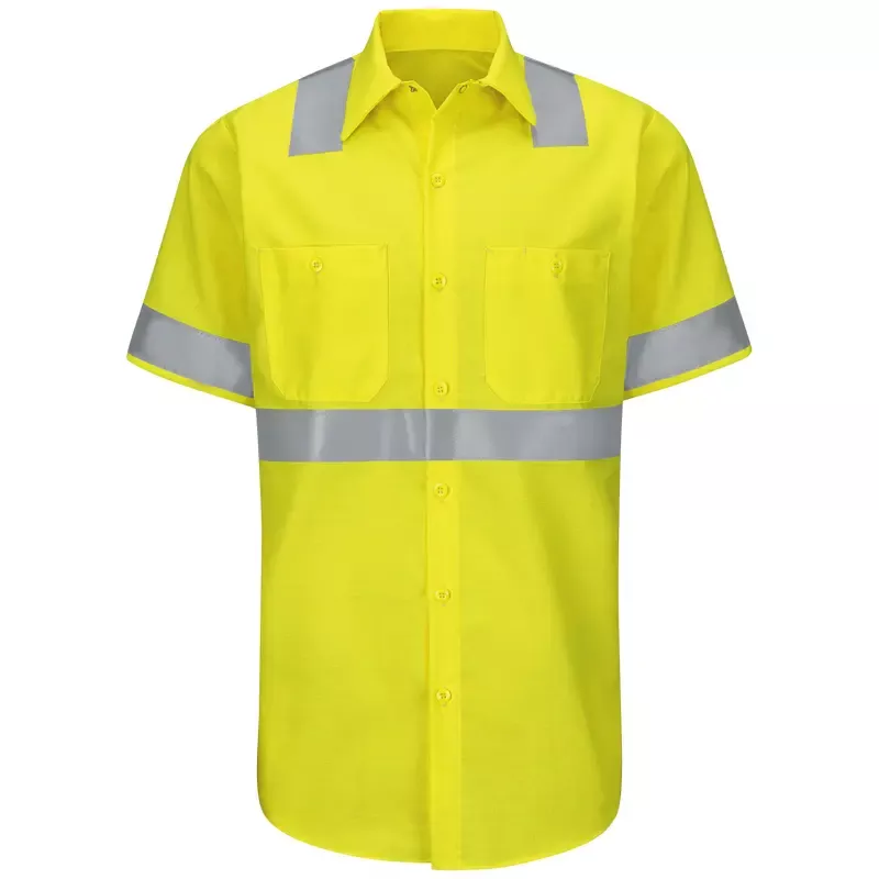 Red Kap Hi-Visibility Short Sleeve Ripstop Work Shirt - ANSI Class 2 Type R - SY24-HV
