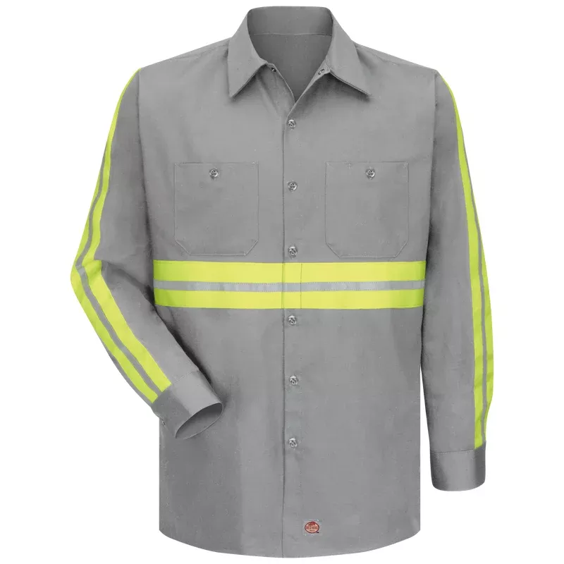 Red Kap Long Sleeve Enhanced Visibility Cotton Work Shirt - SC30-EHV