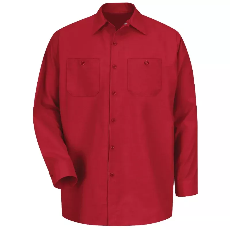 Red Kap Men’s Long Sleeve Industrial Work Shirt – Red – SP14