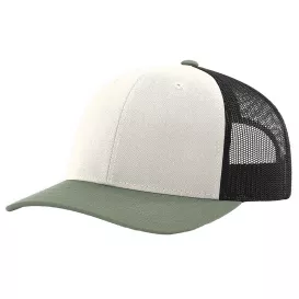 Richardson 112 Snapback Trucker Cap - Cream/Black/Loden