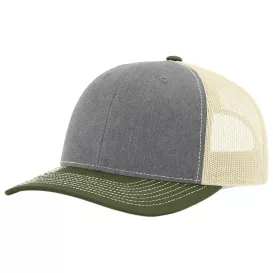 Richardson 112 Snapback Trucker Cap - Heather Grey/Birch/Army Olive