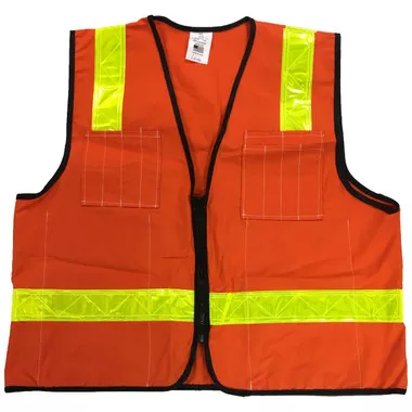 RX Surveyors Vest Orange Lime Stripes XL Size