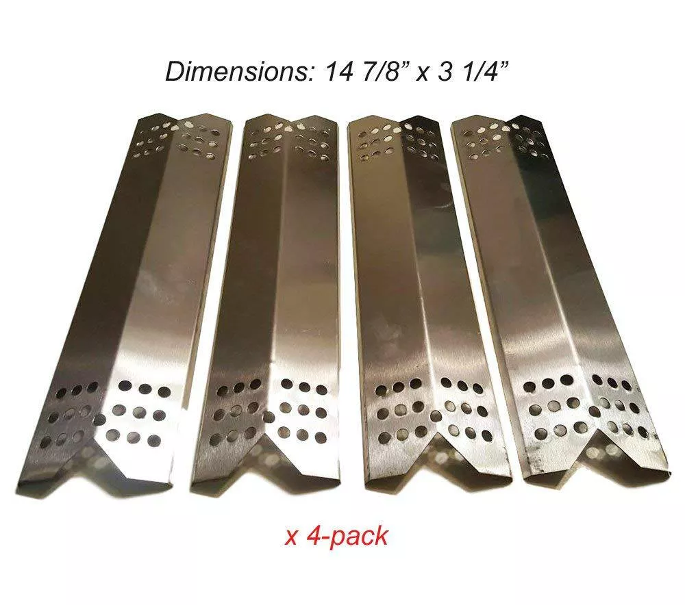 SH0371(4-pack) Stainless Steel Heat Plate Replacement for Gas Grill Model Master Forge 1010037, 1010048