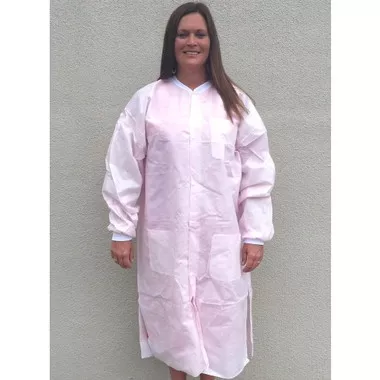 SMS Pink Color Labcoats with 3 pockets, Snap Front (10 per pack) ~ Size Small