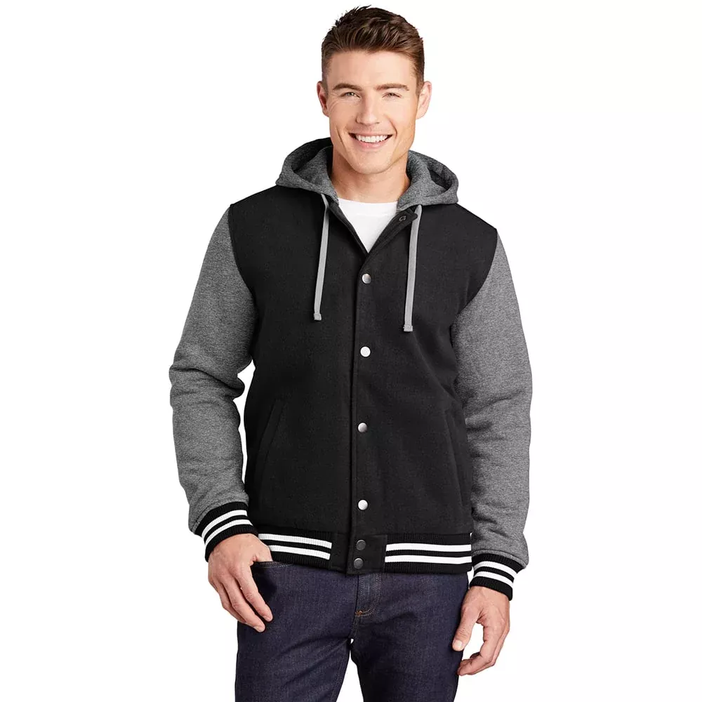Sport-Tek JST82 Insulated Letterman Jacket with Detachable Hood